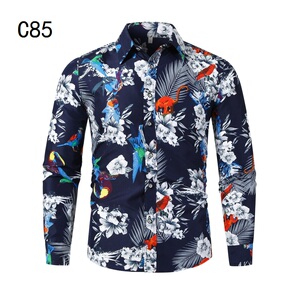 1508-C85-P20男装2025秋装新款大码长袖衬衫花色印花衬衣男装免烫图片
