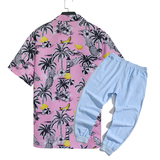 1508-CS20+K522-P45外贸欧美跨境现货短袖衬衫套装夏威夷沙滩衬衣，男装T恤，星座1508-1