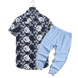 1508-CS12+K522-P45外贸欧美跨境现货短袖衬衫套装夏威夷沙滩衬衣，男装T恤，星座1508-1