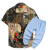 1508-CS21+K522-P45外贸欧美跨境现货短袖衬衫套装夏威夷沙滩衬衣，男装T恤，星座1508-1