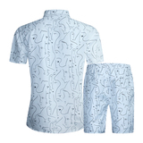 1508-TZ04-P40夏季短袖衬衣休闲薄款印花衬衫两件套修身短袖套装，男装T恤，星座1508-1