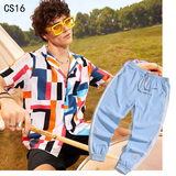 1508-CS16+K522-P45外贸欧美跨境现货短袖衬衫套装夏威夷沙滩衬衣，男装T恤，星座1508-1