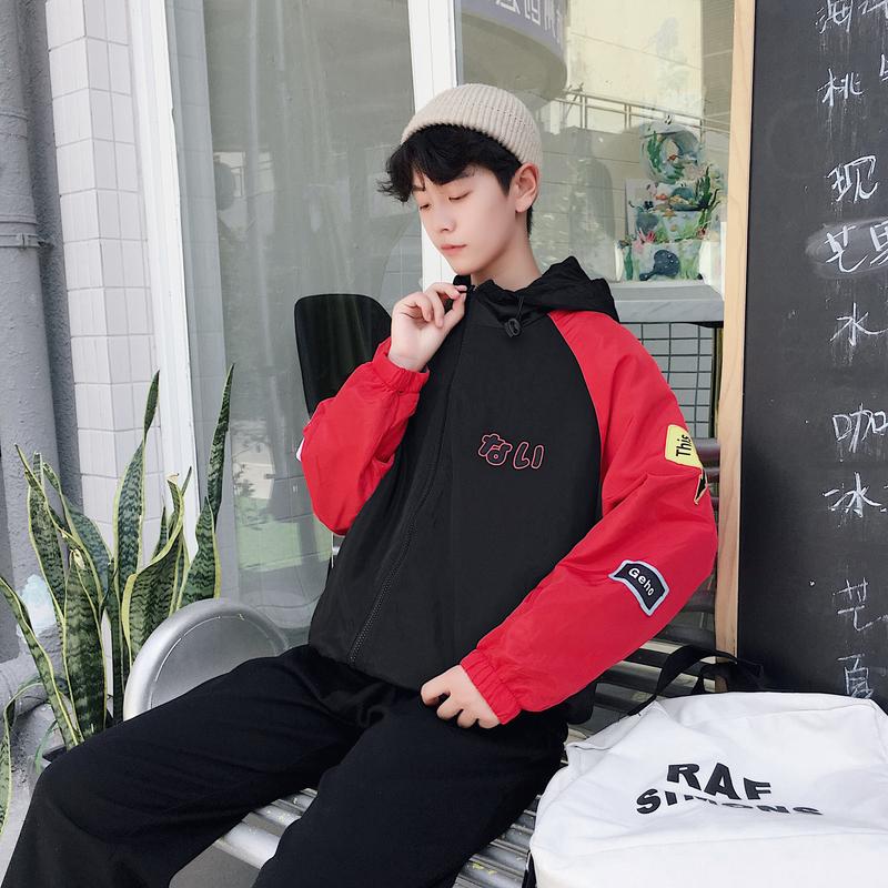 1508-J86-P35秋装新款日文印花外套男韩版潮流青年宽松连帽夹克,男装夹克,星座1508-1