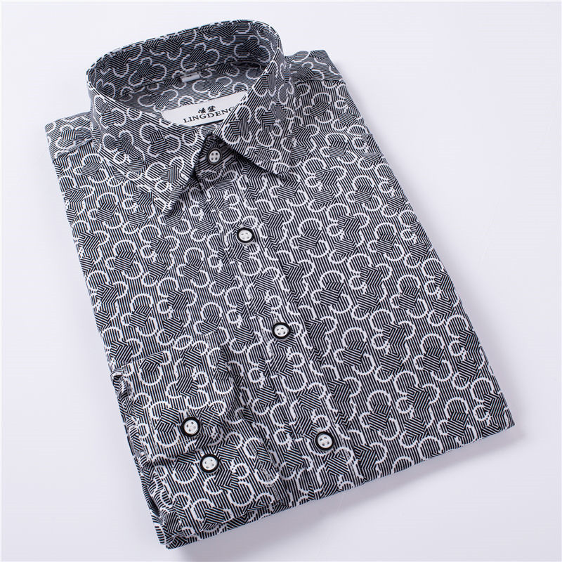 1508-C38-P20男装免烫衬衣修身印花衬衫潮流碎花长袖衬衫男大码，男装衬衫，星座1508-1