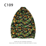 1508-C115-P25秋装新款港风印花长袖衬衫免烫休闲衬衣潮修身上衣，男装衬衫，星座1508-1