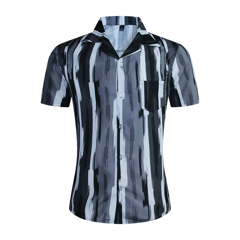 1508-CS07-P20外贸欧美跨境现货印花短袖衬衣夏威夷沙滩花衬衫潮，男装T恤，星座1508-1