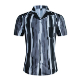 1508-CS07-P20外贸欧美跨境现货印花短袖衬衣夏威夷沙滩花衬衫潮，男装T恤，星座1508-1