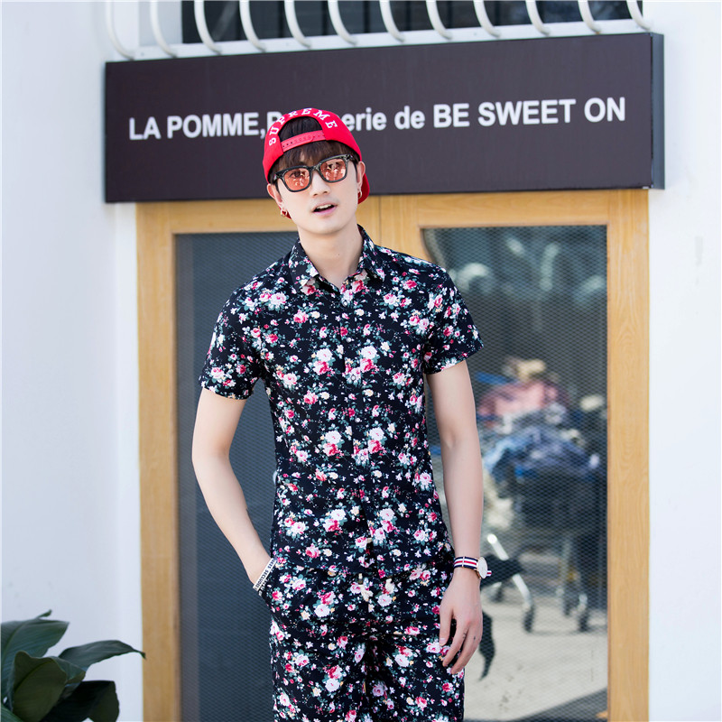 1508-DC09-P20新款大码短袖衬衫备货大货男夏季新款衬衣夏威夷图片