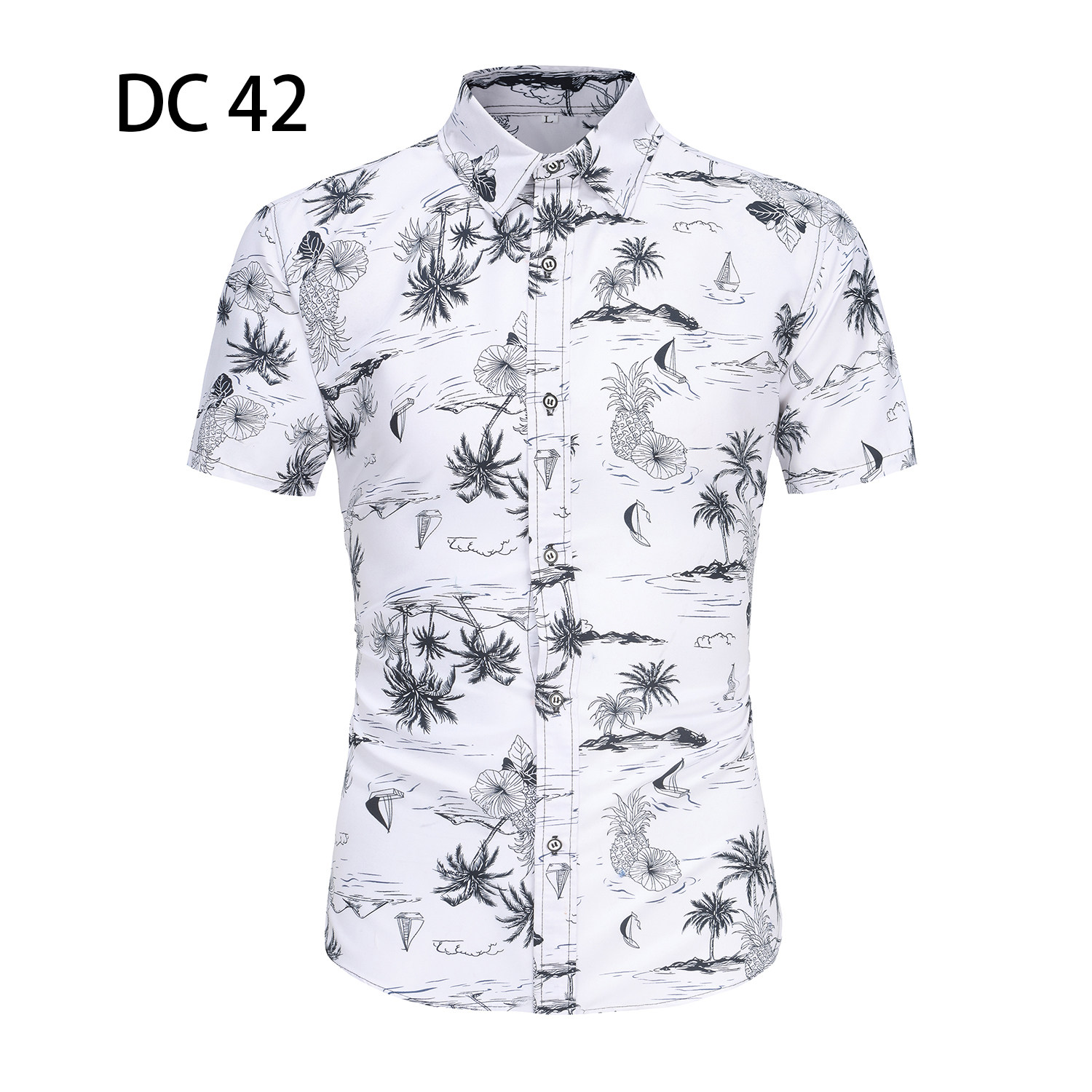 1508-DC42-P20夏装新款港风印花短袖衬衫免烫沙滩衬衣潮修身上衣,男装衬衫,星座1508-1