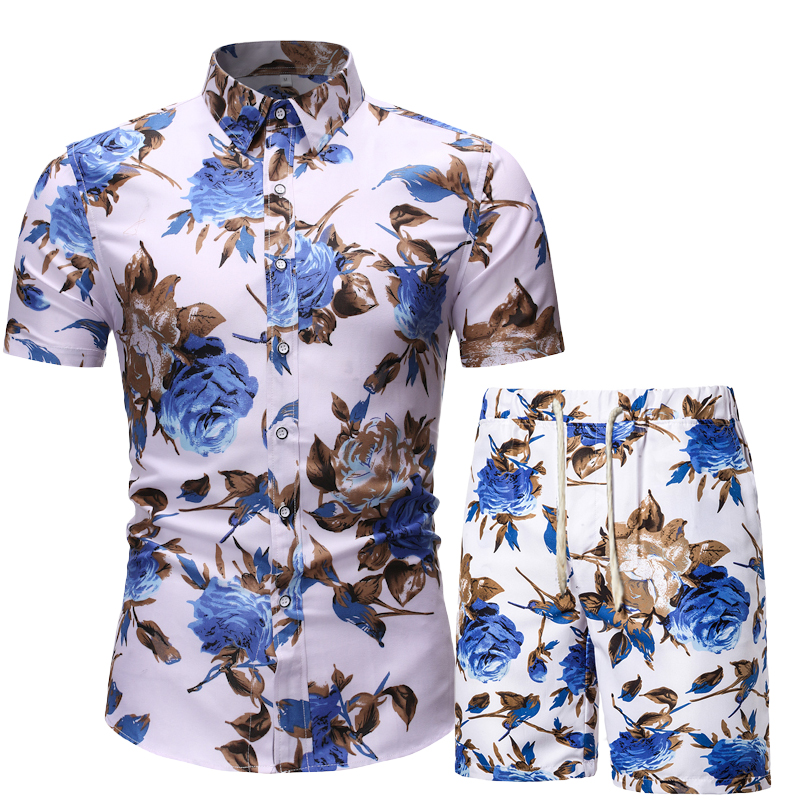 Summer short sleeve shirt casual thin Print Shirt slim men's Short Sleeve Shirt summer