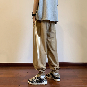 B335-A469-P55 控68 100 宽松撞色拼接束脚休闲裤 4图片