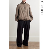进口灵地思羊毛混纺桑蚕丝 CLNIEH 静奢ROW风OYU款 高领廓型夹克