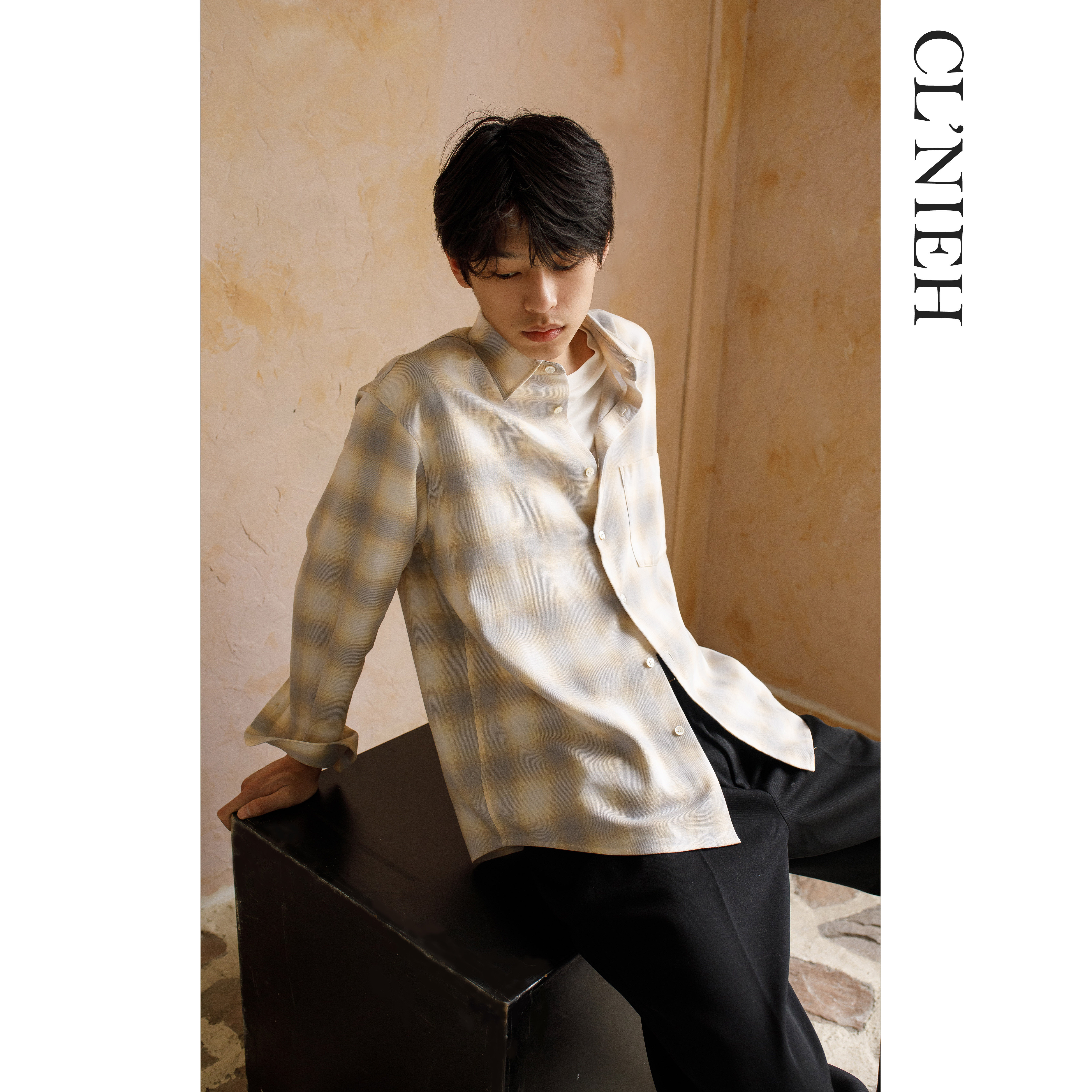 日本MAYFIS进口长绒棉混纺绵羊毛面料迷幻CHAMBRAY廓型衬衫