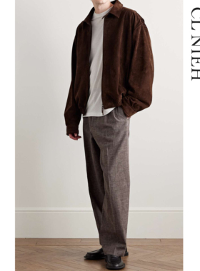 CLNIEH |新贵老钱ROW风Silas羊毛亚麻混纺花纱咖色长裤