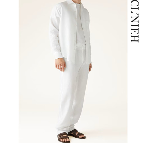 CLNIEH |Andre25款新品老钱风40支全亚麻男士衬衫上衣