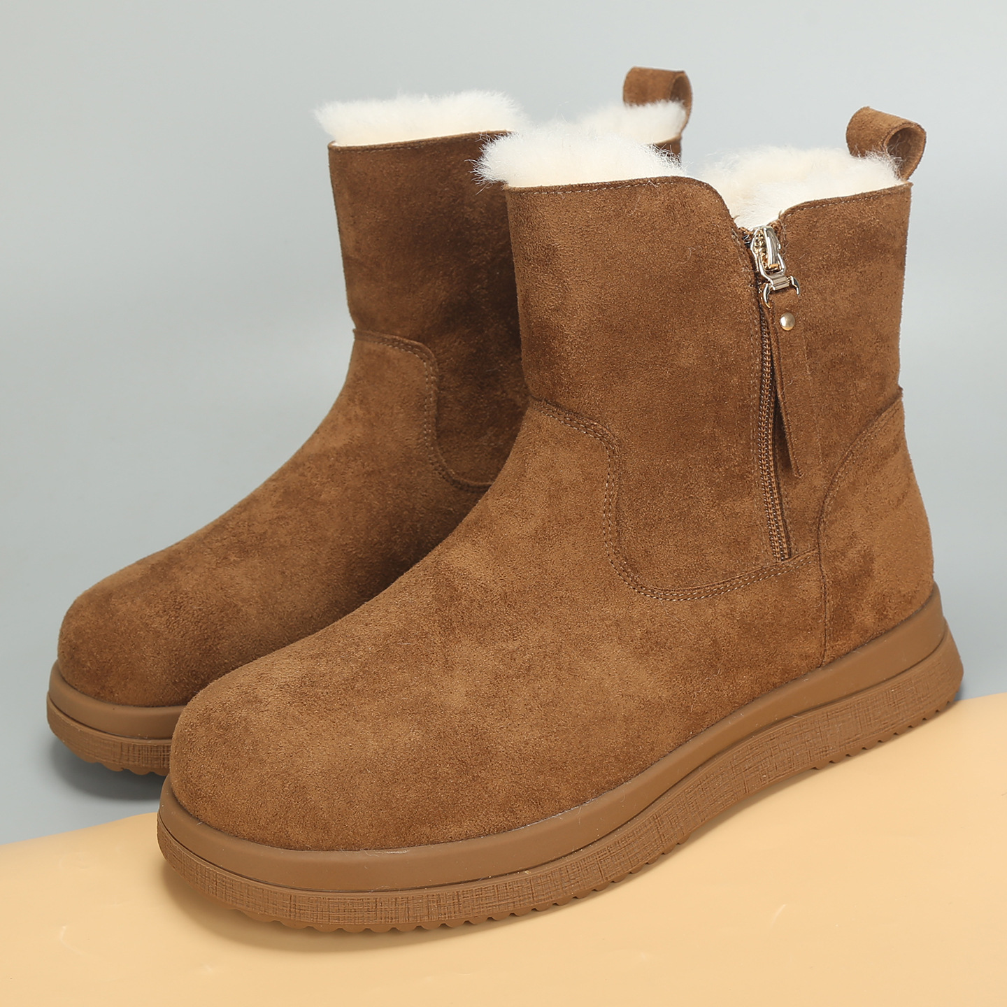 2025冬季新款大码女鞋41到43时尚简约大棉雪地靴舒适棉靴大号短靴