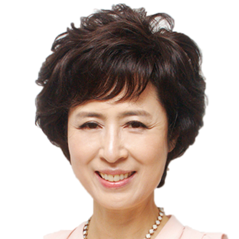 老年人假发女短发奶奶发型黑色蓬松短卷发化疗后女士光头假头发套