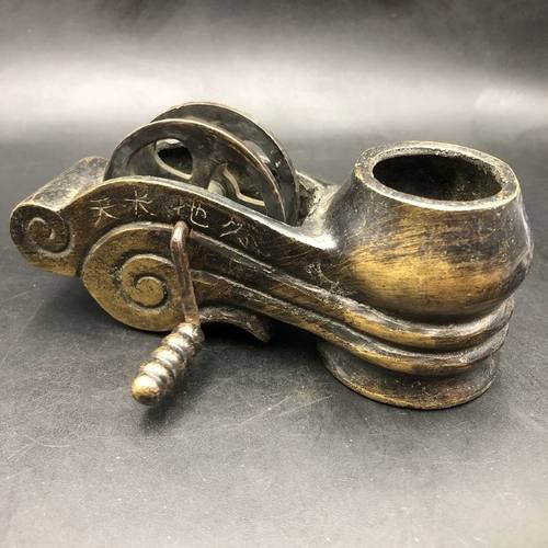 民国铜器墨斗墨线盒木