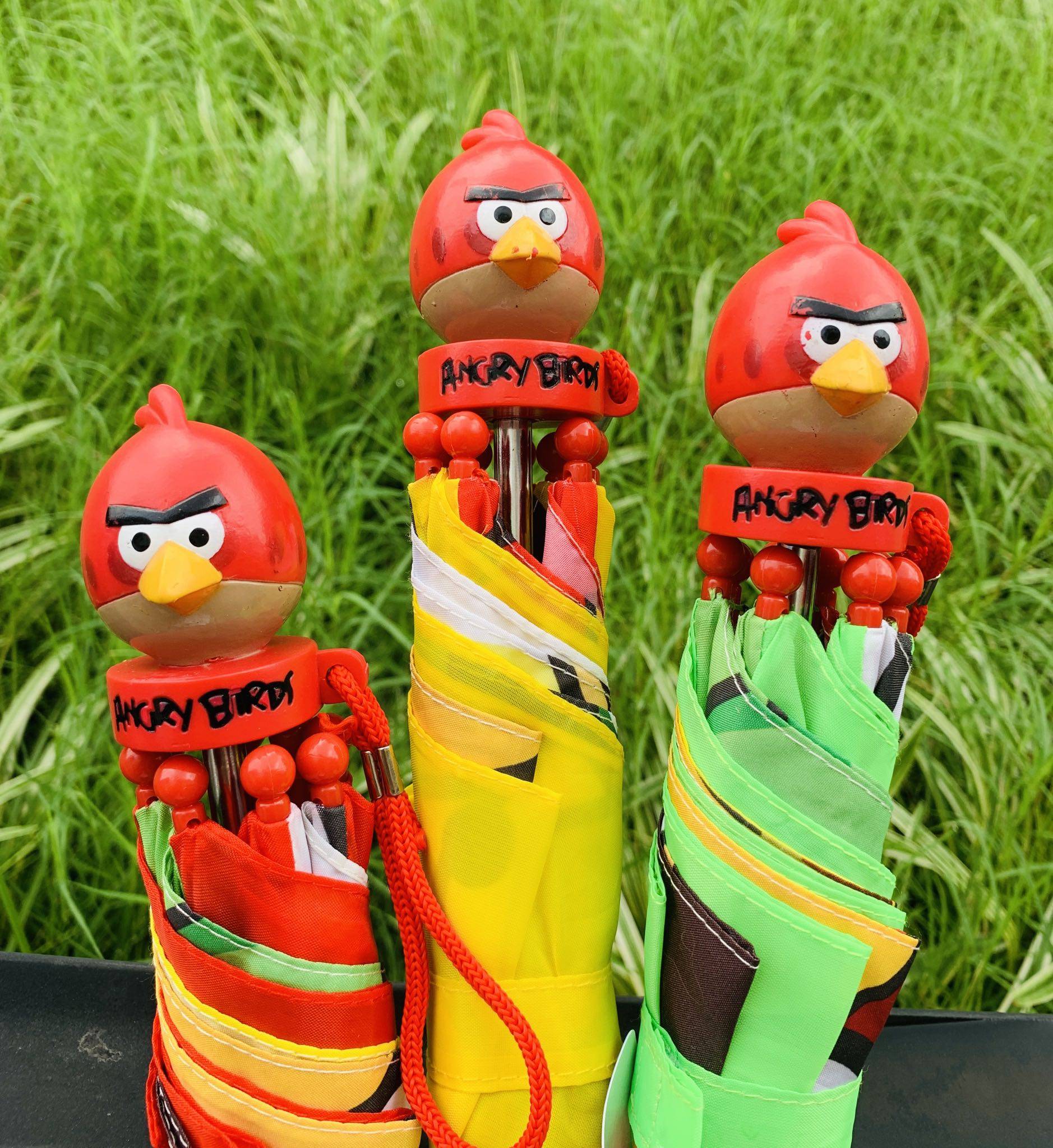 出口原单捡漏可爱卡通手柄愤怒的小鸟安全开关小儿童长雨伞低龄