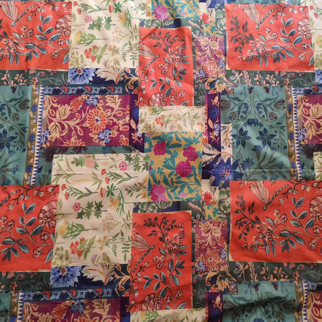 新款棉麻印花布料民族风布料服装面料连衣裙花布棉麻面料