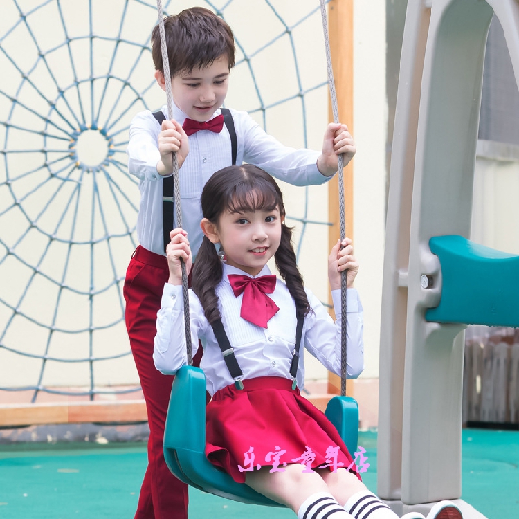 儿童礼服学生校服幼儿园园服男童女童加绒白衬衫西裤大合唱表演服