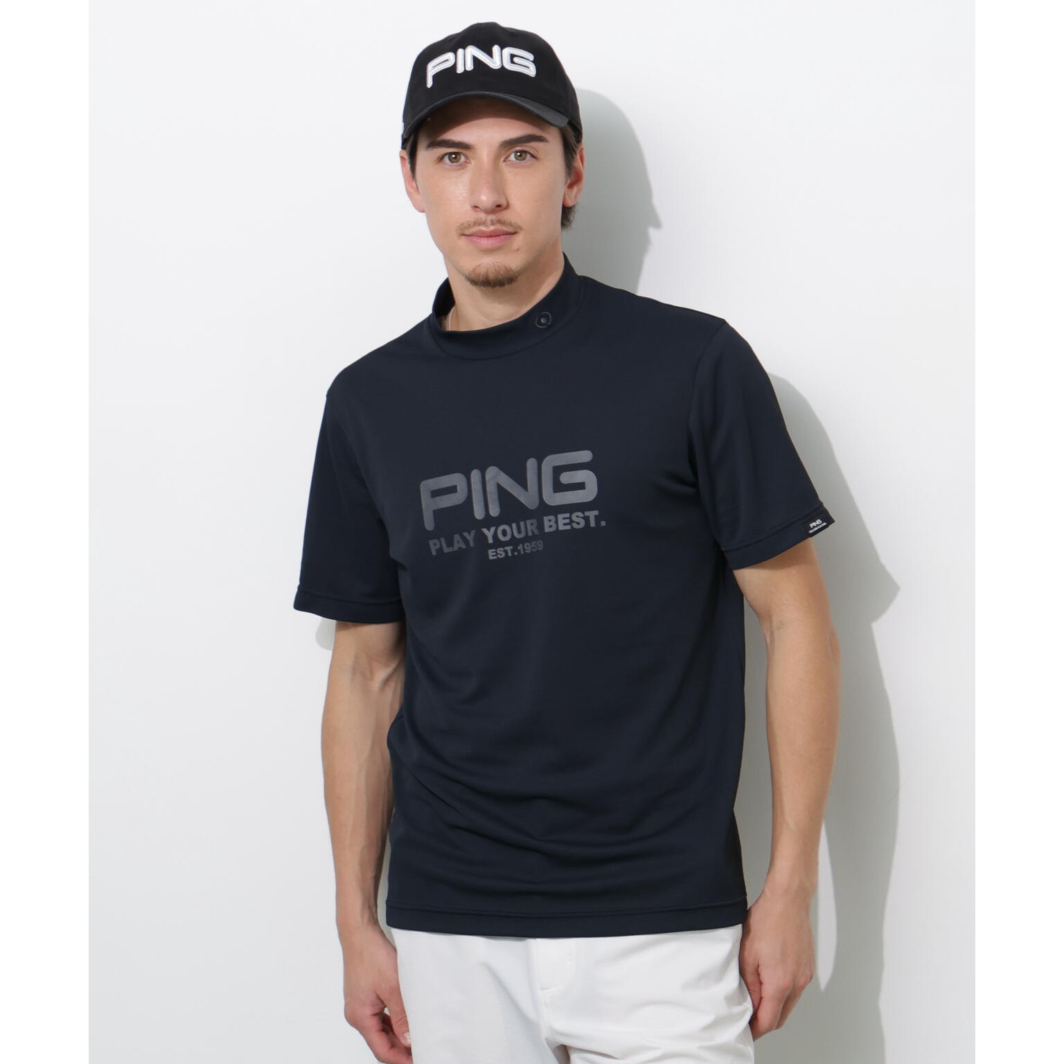 日本26春夏PING男士高尔夫服装轻薄光泽加厚弹力修身吸汗吸湿短袖