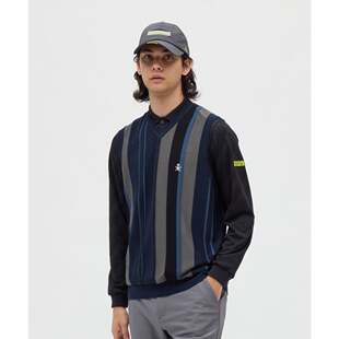 日本25秋冬款万星威Munsingwear高尔夫服装V领背心条纹男士马甲