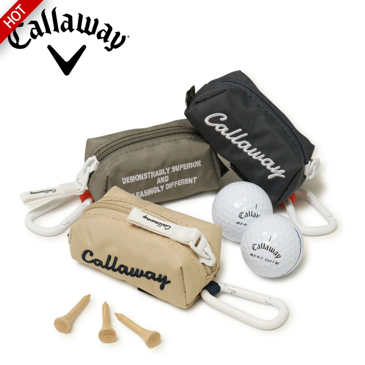 日本代购Callaway卡拉威24男女新款高尔夫小球包腰包收纳袋装2球