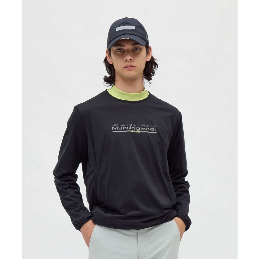 日本25秋冬款万星威Munsingwear高尔夫服装男士长袖套头夹克圆领