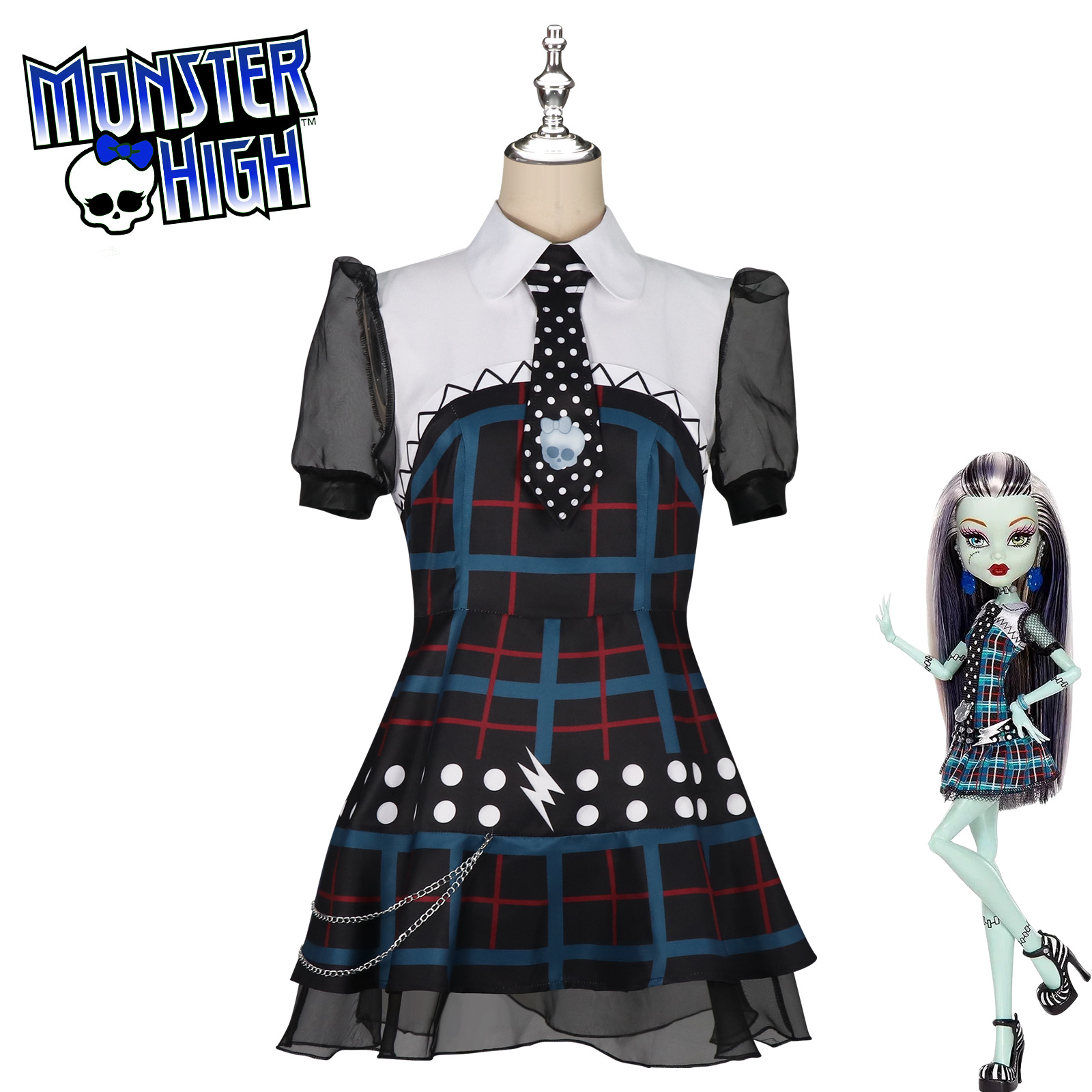 精灵高中cos服怪物高中动画版弗兰琪斯坦连衣裙cosplay动漫表演服