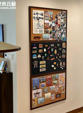 brandland/贝来云极复古黑板软木板组合照片墙客厅创意diy背景板磁吸冰箱贴收纳展示板高级感客厅相片展示墙