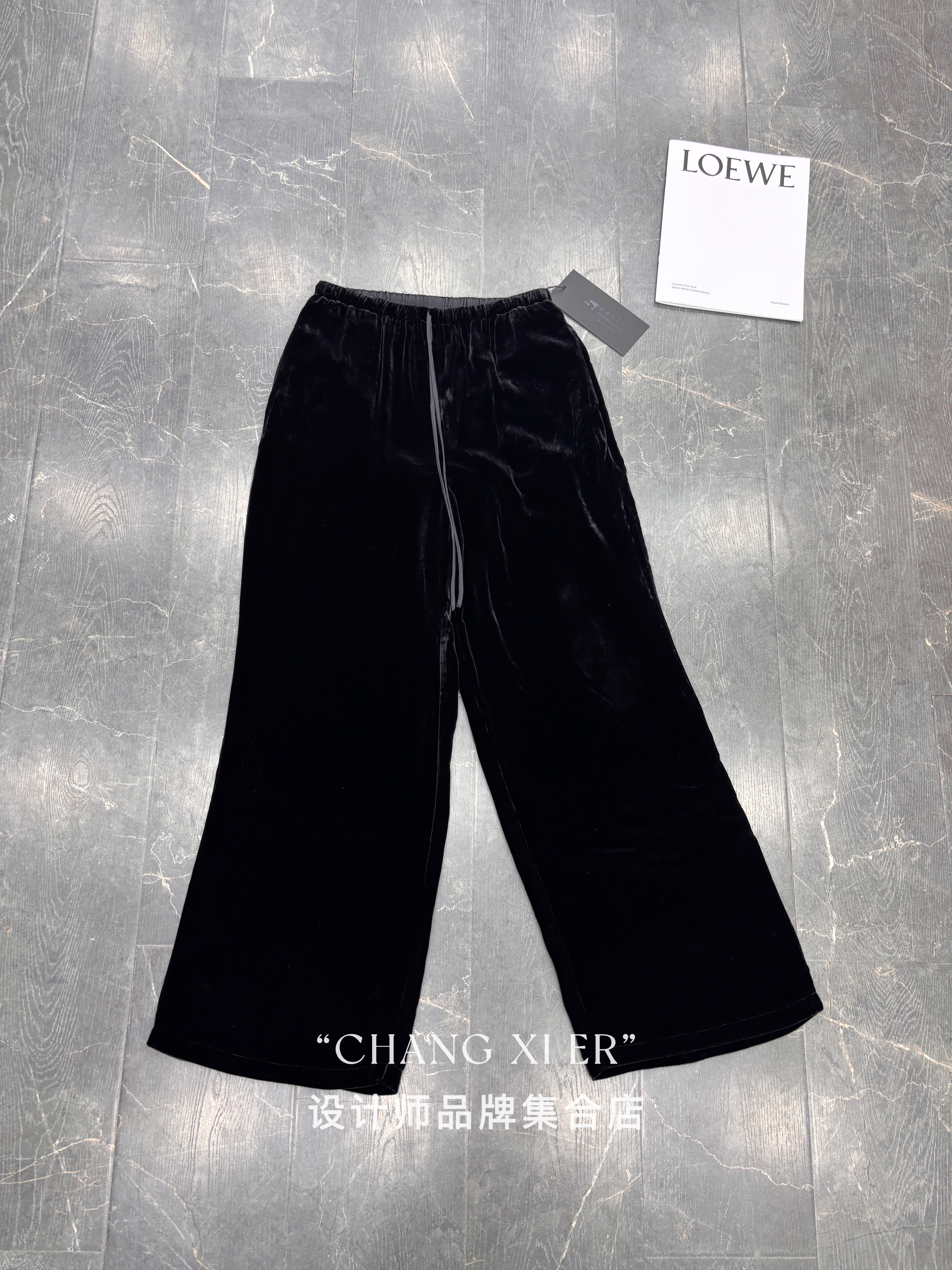 设计师品牌正品 采桑子桑蚕丝百搭垂感显瘦真丝丝绒阔腿直筒长裤