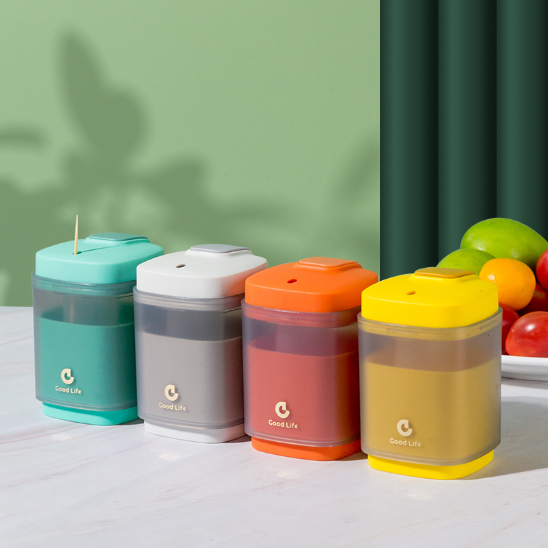 速发牙签盒家动弹出自用客厅按压式餐厅牙便筒罐签携式随身牙签筒