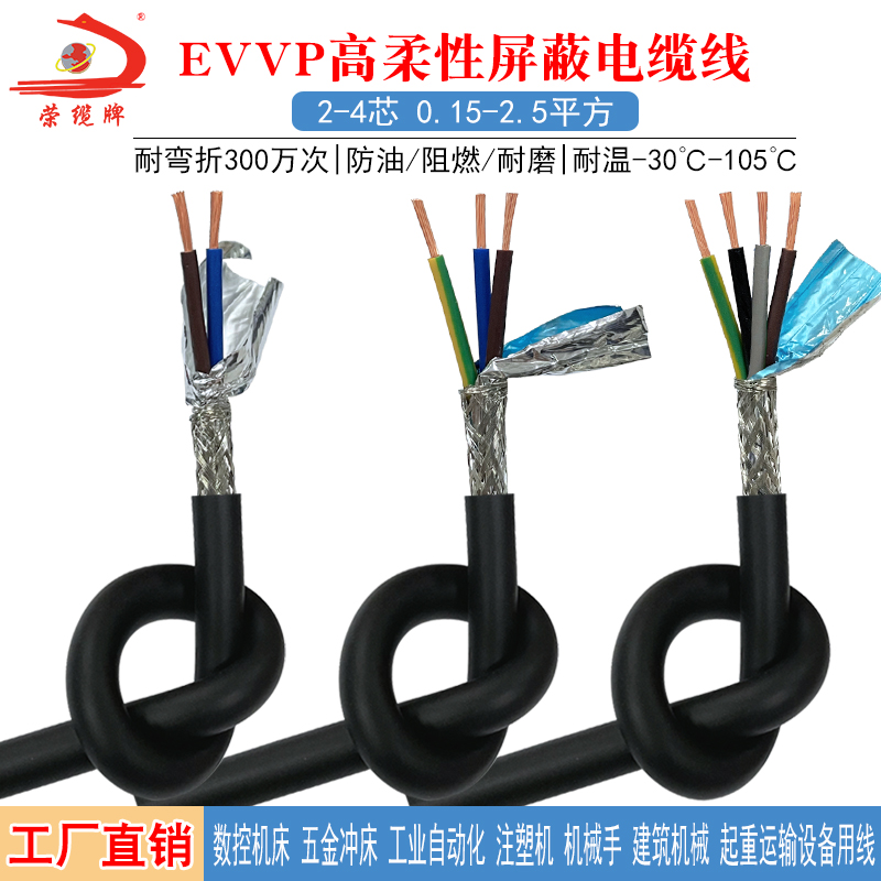 速发自速运动信号控制线EV4P 2  V芯高柔性拖链中动化设备屏蔽电