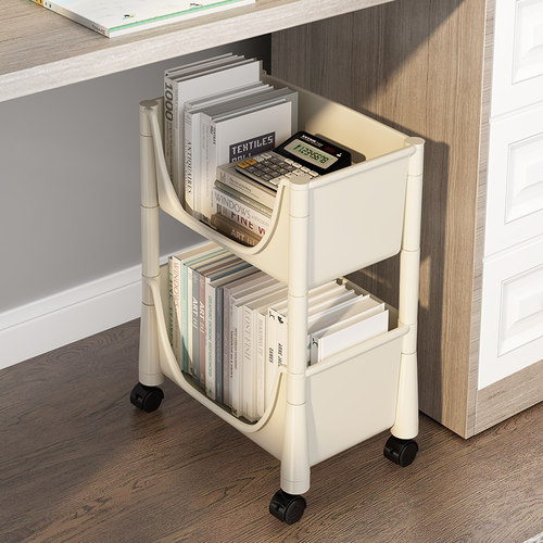 速发桌下书架儿童移旁桌面书轮可桌动落地简易桌边带柜收纳小推车