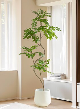 速发高品质轻奢绿植树木漆室内落地盆栽摆客件厅装饰仿生假大植物
