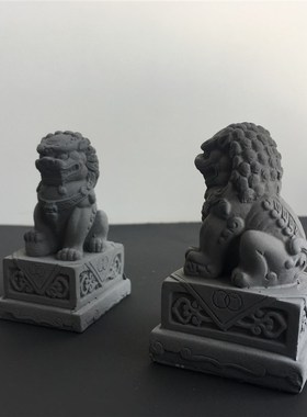速发场景模型微缩复古迷你小石狮子微景微距沙盘道具装饰造景摆件