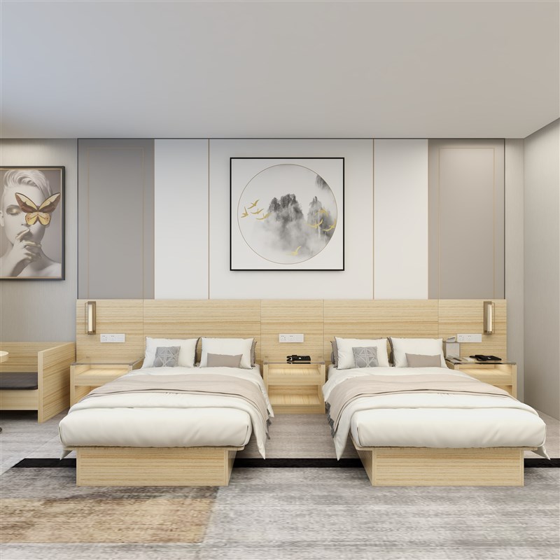 速发城市便捷酒店单合标间家套全具宾馆床茶几衣柜电视组间柜