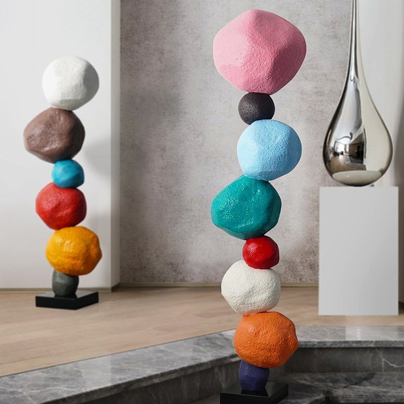 速发简约彩色石头落地摆件客塑电视柜背景墙楼梯大型雕厅样板房间,家居饰品,落地摆件,淘宝优惠券,粉丝福利购,淘宝优惠卷