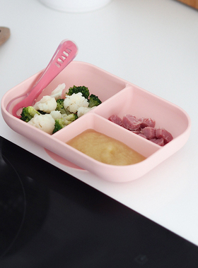 法国beaba婴儿辅食碗硅胶分格餐盘吸盘碗勺套装宝宝餐盘儿童餐具