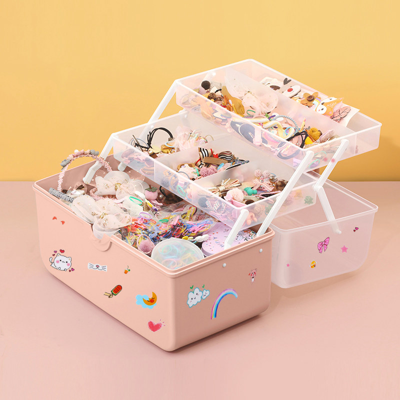 速发儿童发饰收纳盒孩宝宝卡夹可头饰发发圈梳妆筋爱头绳首饰盒