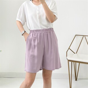 速发棉绸短裤夏季宽松薄腿阔款裤大码睡裤外穿居造棉家人裤休闲裤