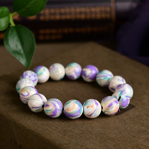 速发世界非遗漆漆大飘 手串珠紫绿白色尺寸约12MM TY1782