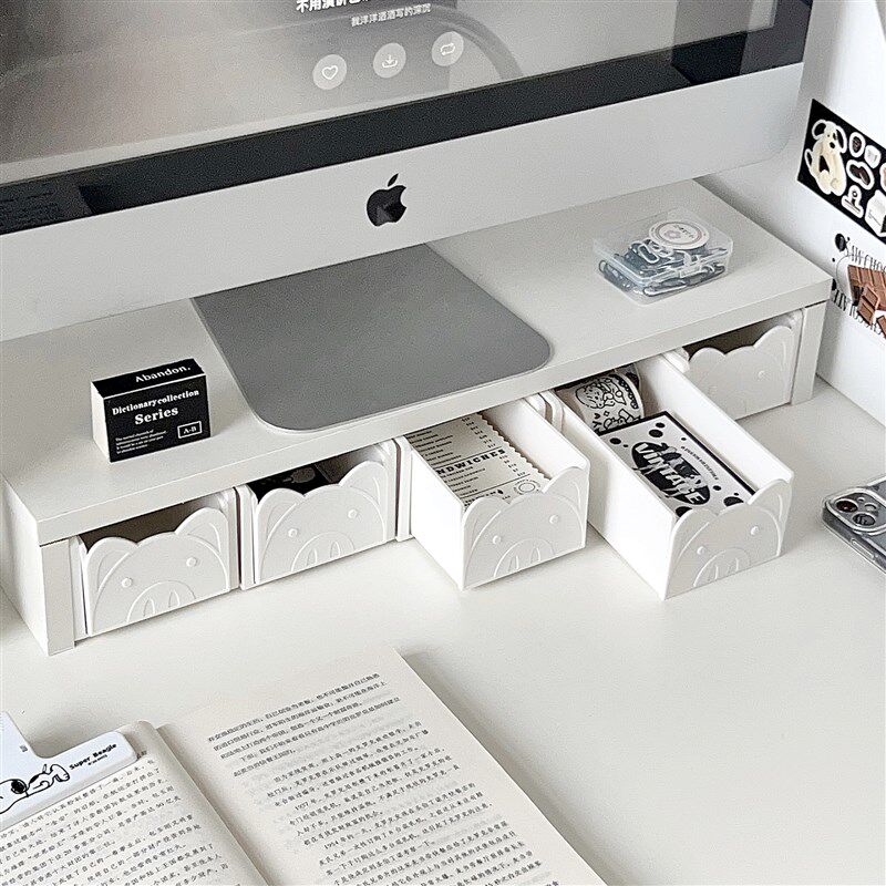 速发桌面收纳盒电脑增高架抽屉式文物整理盒学小宿舍书桌生杂具储