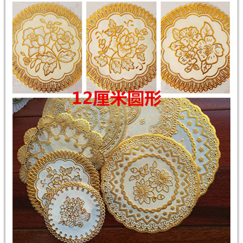 欧式西餐垫烫金杯垫PVC防烫隔热正方形烟灰缸垫花盆盘子碗茶几垫
