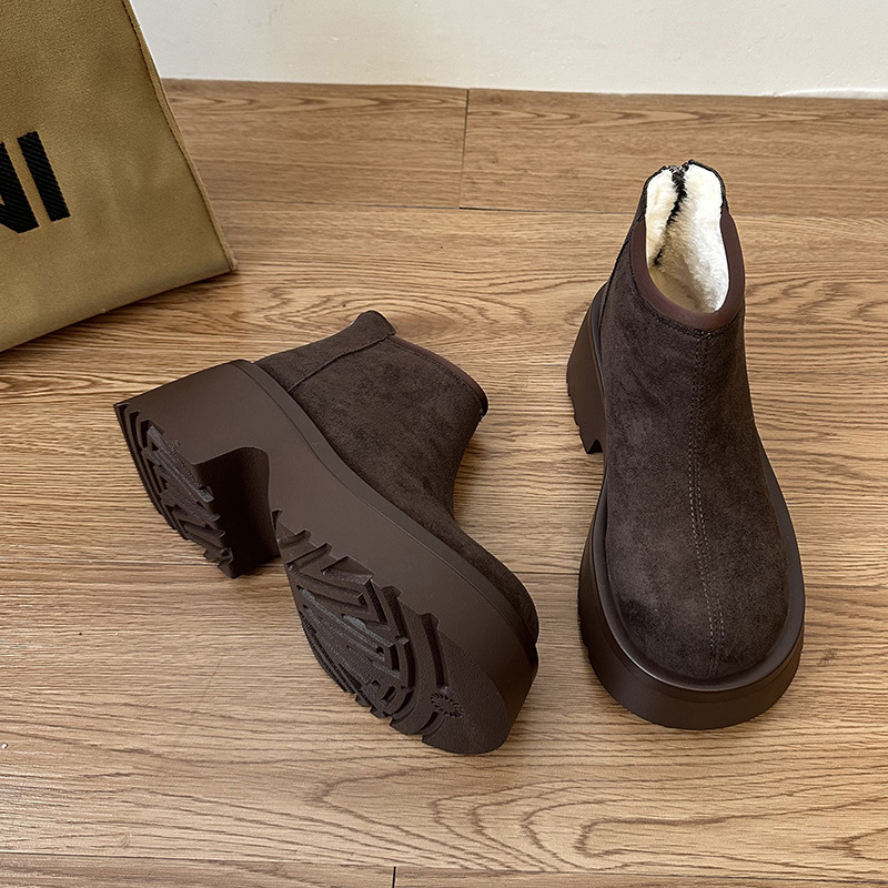 英国真皮厚底马丁靴女2025新款秋冬爆款英伦风短靴增高松糕大黄