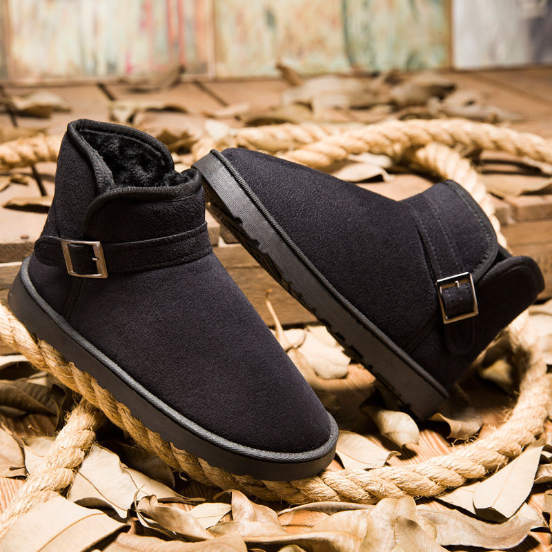 冬季雪地靴男款皮毛一体情侣面包鞋防水东北加绒加厚保暖马丁棉鞋