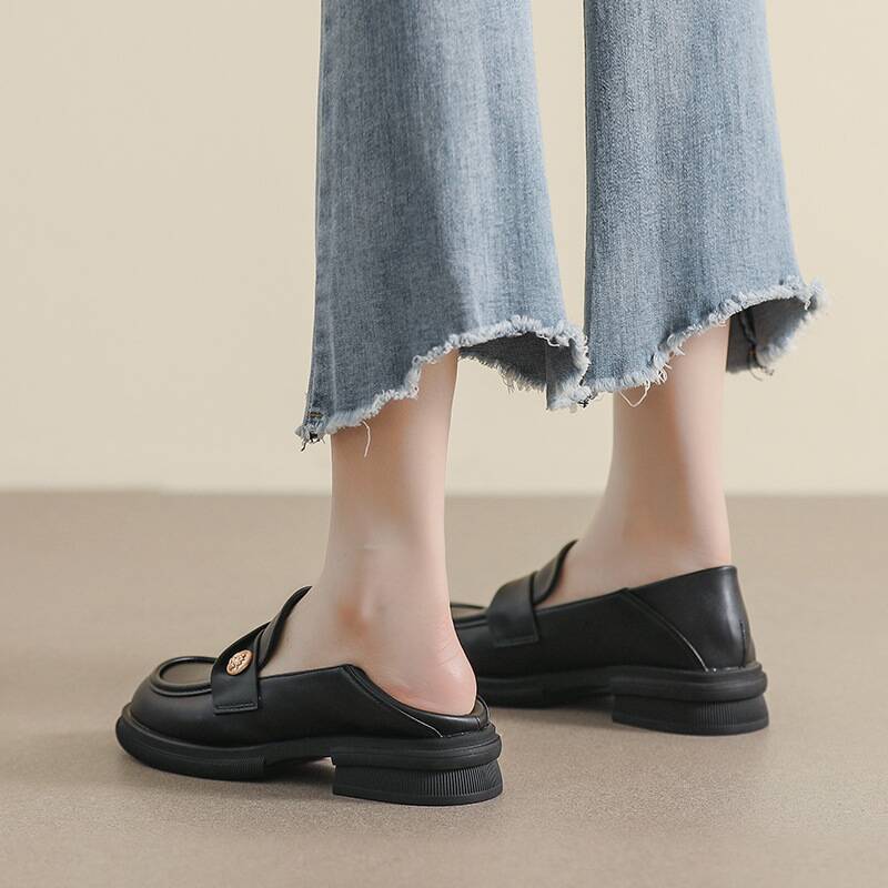 乐福鞋女2024秋冬新款爆款厚底小个子内增高女鞋小码一脚蹬小皮鞋