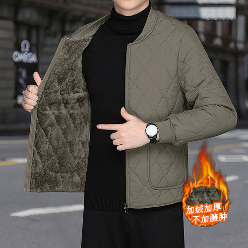 男士加绒加厚内胆棉衣男秋冬立领内搭保暖小棉袄外套时尚大码棉服