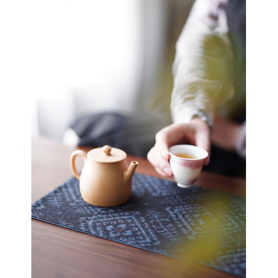 新款仓巴鹿人 观海·泥染茶席 日式传统泥染茶席中式茶桌垫布禅意